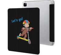 Étui Pour Ipad Pro 2021 Curious George 12,9 Pouces, Type Ordinateur Portable, Support À Trois Volets Avec Porte-Stylo, Veille/Réveil Automatique