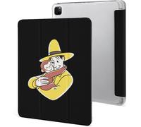 Étui Pour Ipad Pro 2021 Curious George 12,9 Pouces, Type Ordinateur Portable, Support À Trois Volets Avec Porte-Stylo, Veille/Réveil Automatique