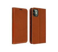 Etui pour iPhone 11 Folio Cuir Véritable Porte cartes Support Vidéo Camel