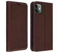 Étui pour iPhone 11 Folio Cuir Véritable Porte cartes Support Vidéo Marron