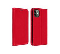 Avizar Étui pour iPhone 11 Folio Cuir Véritable Porte cartes Support Vidéo Rouge