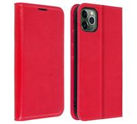 Étui pour iPhone 11 Pro Max Folio Cuir Véritable Porte cartes Support Vidéo Rouge