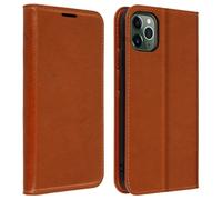 Étui pour iPhone 11 Pro Max Folio Cuir Véritable Porte cartes Support Vidéo Camel