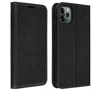 Étui pour iPhone 11 Pro Max Folio Cuir Véritable Porte cartes Support Vidéo Noir