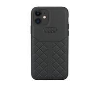 Étui pour iPhone 12/12 Pro - AUDI - Cuir véritable - Noir - Semi-rigide - Design fin