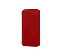 Etui pour iPhone 12 Mini Cuir Véritable Porte-Carte Support Stand Rouge