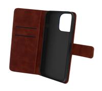 Etui pour iPhone 14 Plus Folio Portefeuille Support Vidéo Effet Mat Soft Touch marron