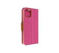 Étui pour iPhone 14 Tissu Portefeuille Support Vidéo Série Canvas Book Rose