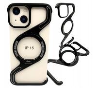 Étui pour iPhone 15, coque blindée MagSafe en métal avec support en titane