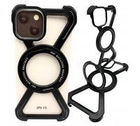 Étui pour iPhone 15, coque blindée MagSafe en métal, support à 360° en titane
