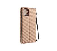Etui pour iPhone 15 Plus Effet Carbone Portefeuille Support vidéo Rose