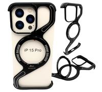 Étui pour iPhone 15 Pro, coque blindée MagSafe en métal avec support en titane