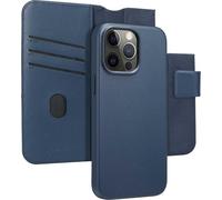étui pour iPhone 15 Pro Max - cuir véritable - étui à rabat Accezz, 2 en 1 - bleu foncé