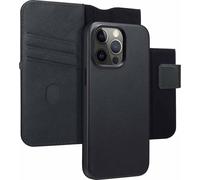 étui pour iPhone 15 Pro Max - Cuir véritable - Étui à rabat Accezz, 2 en 1 - Noir