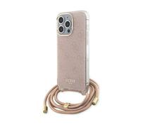 Étui pour iPhone 15 Pro Max - Guess - Crossbody Cord 4G Print - Rose - Semi-rigide - Mixte