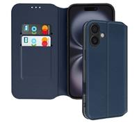 Avizar Étui pour iPhone 16 Clapet Porte-cartes Support vidéo Bleu nuit