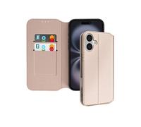 Etui pour iPhone 16 Clapet Porte-cartes et Support Vidéo Dorée