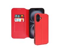Etui pour iPhone 16 Clapet Porte-cartes et Support Vidéo Rouge