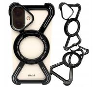 Étui pour iPhone 16, coque blindée MagSafe en métal, support à 360° en titane