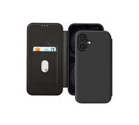 Etui pour iPhone 16 Fibre de Carbone Support Vidéo et Anti-RFID Noir