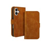 Etui pour iPhone 16 Plus Portefeuille Clapet Support Vidéo Marron