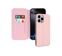 Etui pour iPhone 16 Pro Clapet Porte-cartes et Support Vidéo Rose champagne