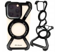 Étui pour iPhone 16 Pro, coque blindée MagSafe en métal, support à 360° en titan