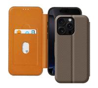 Étui pour iPhone 16 Pro Fibre de Carbone Support Vidéo et Anti-RFID Marron