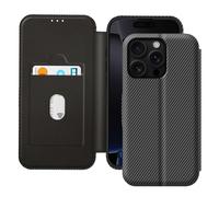 Etui pour iPhone 16 Pro Fibre de Carbone Support Vidéo et Anti-RFID Noir