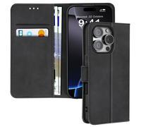 Étui pour iPhone 16 Pro Max Clapet Portefeuille Support Vidéo Noir