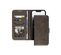 Etui pour iPhone 16e Motif Chat Heureux Portefeuille et Support Gris