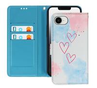 Etui pour iPhone 16e Motif Cour avec Dragonne et Porte-Carte Bleu / Rose