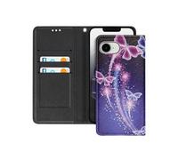 Etui pour iPhone 16e Motif Papillon lumineux Dragonne et Porte-Carte Noir