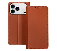 Étui pour iPhone 17 Pro en Cuir avec Portes Cartes et Support Vidéo Marron