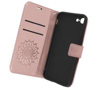 Étui pour iPhone SE 2022 / 2020 et 8 / 7 Portefeuille Motif Mandala Arbre Rose champagne