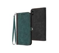 Etui pour iPhone X/XS Flip PU Leather Carte Carte avec couvercle de sangle compatible avec iPhone X/XS-Vert
