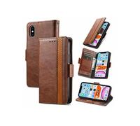 Etui pour iPhone X/XS RFID Blocking Flip PU Leather Cover avec porte-cartes et Kickstand compatible avec iPhone X/XS-Marron