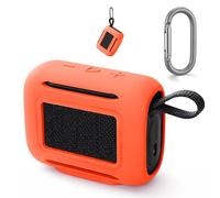 Étui pour JBL Go 5, étui de Protection en Silicone Souple pour Enceinte, Coque de Protection intégrale Antichoc avec Crochet (Orange)