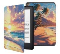 Étui pour Kindle 2014 7E Génération Étui pour Kindle Touch 2014 (Kindle 7E Génération) Ereader Slim Protective Cover Smart Case pour Modèle Wp63Gw-Coucher de Soleil sur la Plage