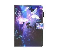 Étui pour Kindle Fire HD 8 avec emplacements pour cartes en cuir PU [mise en veille/veille automatique] avec fermeture magnétique intelligente en TPU souple de protection pour Amazon Kindle Fire HD 8 (2015/2016/2017/2018) ipad mini 1/2/3/4/5 Purple butterfly