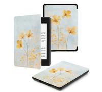 Étui pour Kindle Oasis 7 Pouces (9e et 10e générations Uniquement, Versions 2017 et 2019), Coque légère avec Fonction Veille/réveil Automatique,Jaune Fleurs Sauvages