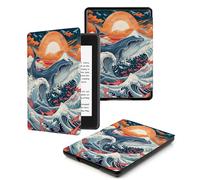 Étui pour Kindle Oasis 7 Pouces (9e et 10e générations Uniquement, Versions 2017 et 2019), Coque légère avec Fonction Veille/réveil Automatique,Baleine Vagues Soleil