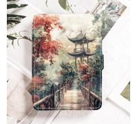 Étui pour Kindle Paperwhite 12e génération et Kindle Colorsoft Signature Edition 2024, Coque de Protection légère en Cuir PU avec Veille/réveil Automatique -Route en Planches de Pont en Bois