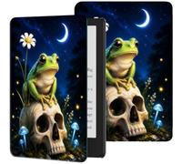 Étui pour Kindle Paperwhite 12ème génération 2024 et Kindle Colorsoft 2024 | Coque intelligente fine et légère en cuir PU réglable avec fonction veille/réveil automatique, tête de mort de grenouille