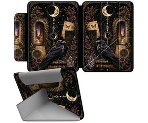 Étui pour Kindle Paperwhite 6 12ème génération 2024/2025 et Kindle | Coque de protection en cuir synthétique résistant aux chocs avec béquille et fermeture magnétique, corbeau Crystal Book