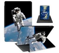 Étui pour Kindle Paperwhite 7" (12e génération, 2024) et Kindle Colorsoft Signature Edition en cuir PU avec support pivotant à 360 degrés avec fonction veille/réveil automatique, univers Space Man