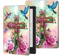 Étui pour Kindle Scribe 10,2" (version 2024/2022) en similicuir PU fin réglable multi-angle Smart Shell avec fonction veille/réveil automatique pour liseuse Kindle Scribe 10,2", colibri croix
