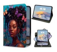 Étui pour Kindle Scribe 10,2" (version 2024/2022) fin et léger en similicuir PU, rotation à 360 degrés, fonction veille/réveil automatique, pour liseuse Kindle Scribe, fille africaine