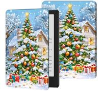 Étui pour Kindle Scribe 10,2" (version 2024/2022) léger en similicuir PU, réglable, multi-angle, Smart Shell avec fonction veille/réveil automatique pour liseuse Kindle Scribe 10,2", arbres de Noël