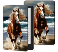 Étui pour Kindle Scribe 10,2" (version 2024/2022) léger en similicuir PU, réglable, multi-angle, Smart Shell avec fonction veille/réveil automatique pour liseuse Kindle Scribe de 10,2", chevaux qui